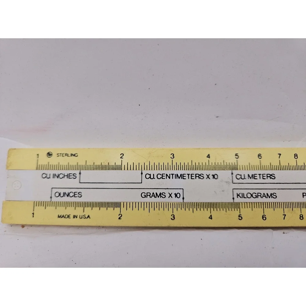 Vintage, Sterling Metric Converter Slide Ruler, 11 inch Length, Made in USA